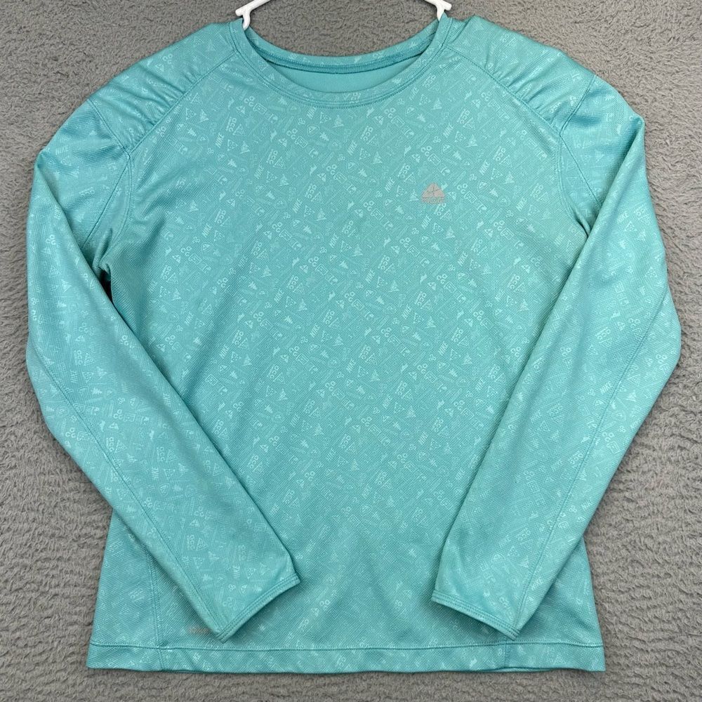 Nike ACG Shirt Womens Small‎ Blue Long Sleeve Allover Print Activewear Athletic